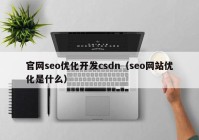 官网seo优化开发csdn（seo网站优化是什么）